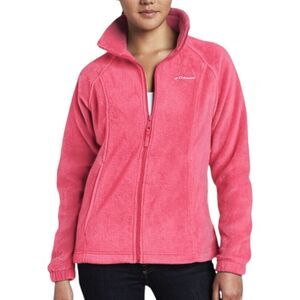 Columbia Jacket Sz M Pink Fleece Women's Long Sleeve Full Zip Pockets Outdoors